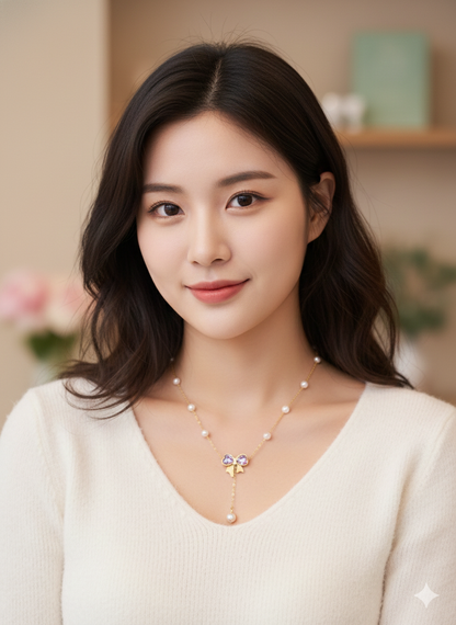 Aurora Bow Pearl Necklace