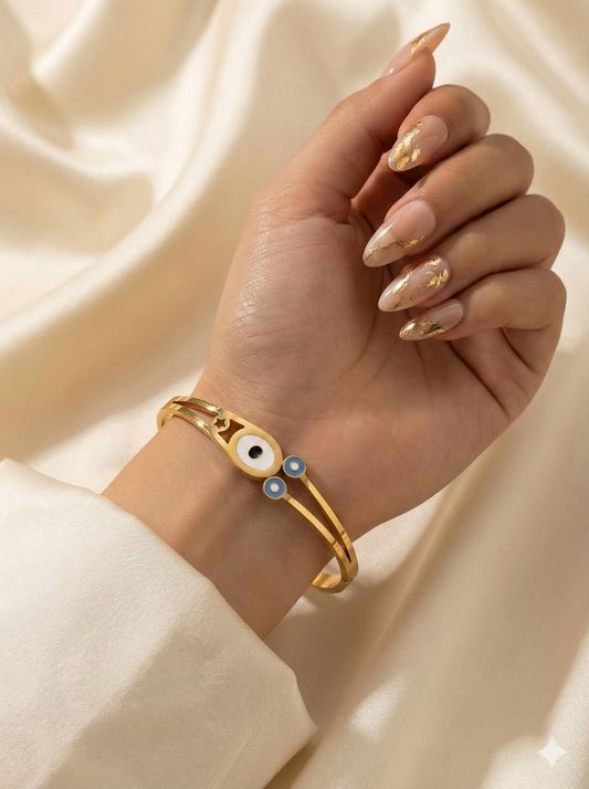 Evil Eye Halo Cuff Bangle