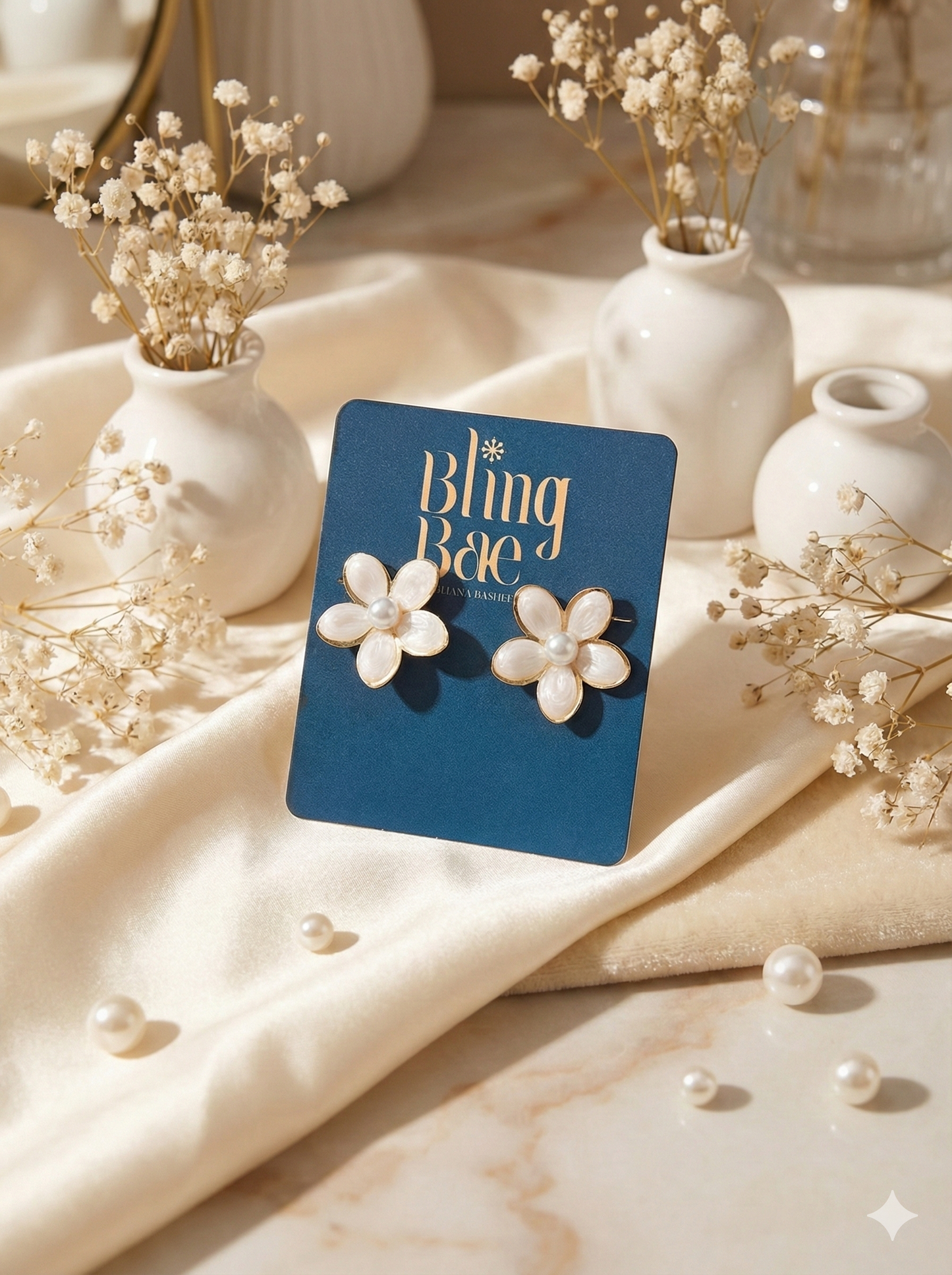 Pearl Blossom Stud Earrings