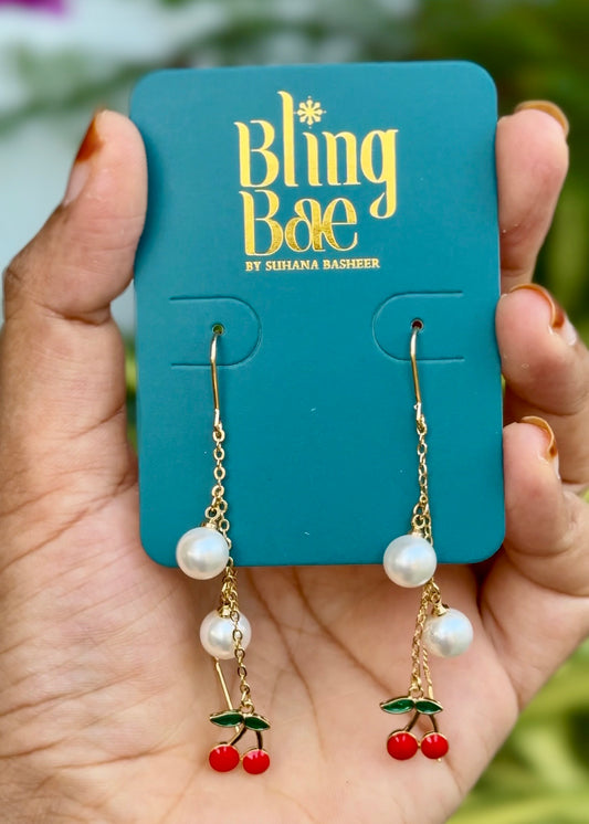 Cherry Pearl Drop Earrings