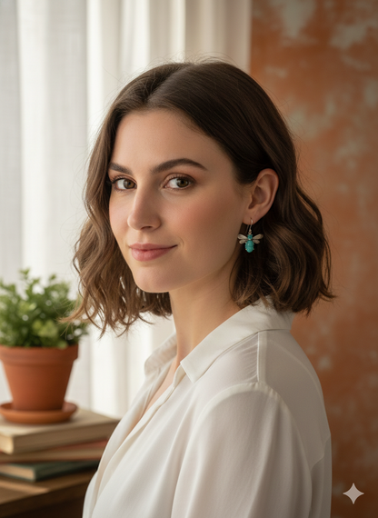 Turquoise Honeybee Drops Earrings