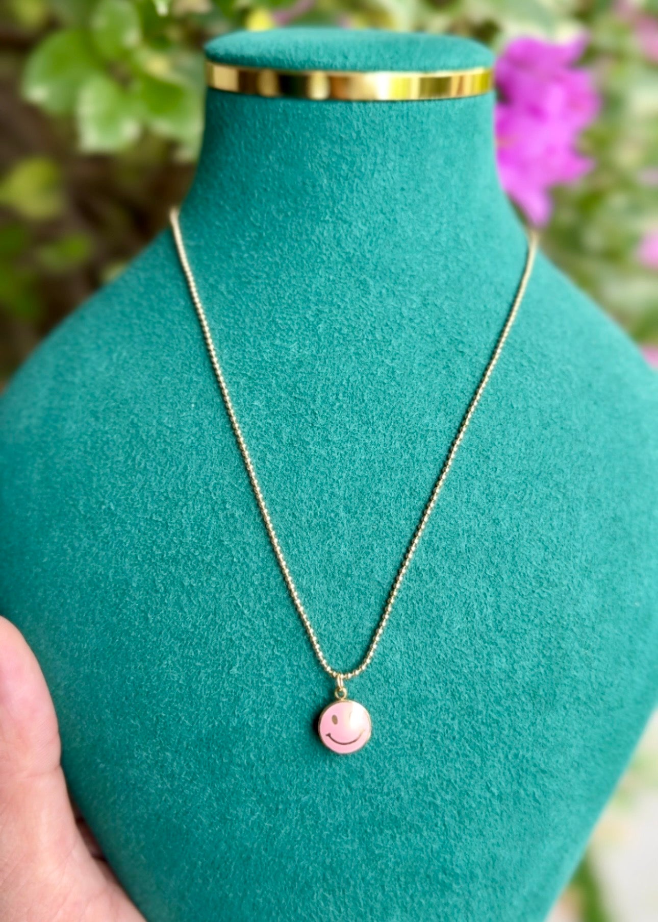 Happy Vibes Smiley Necklace (Double side)