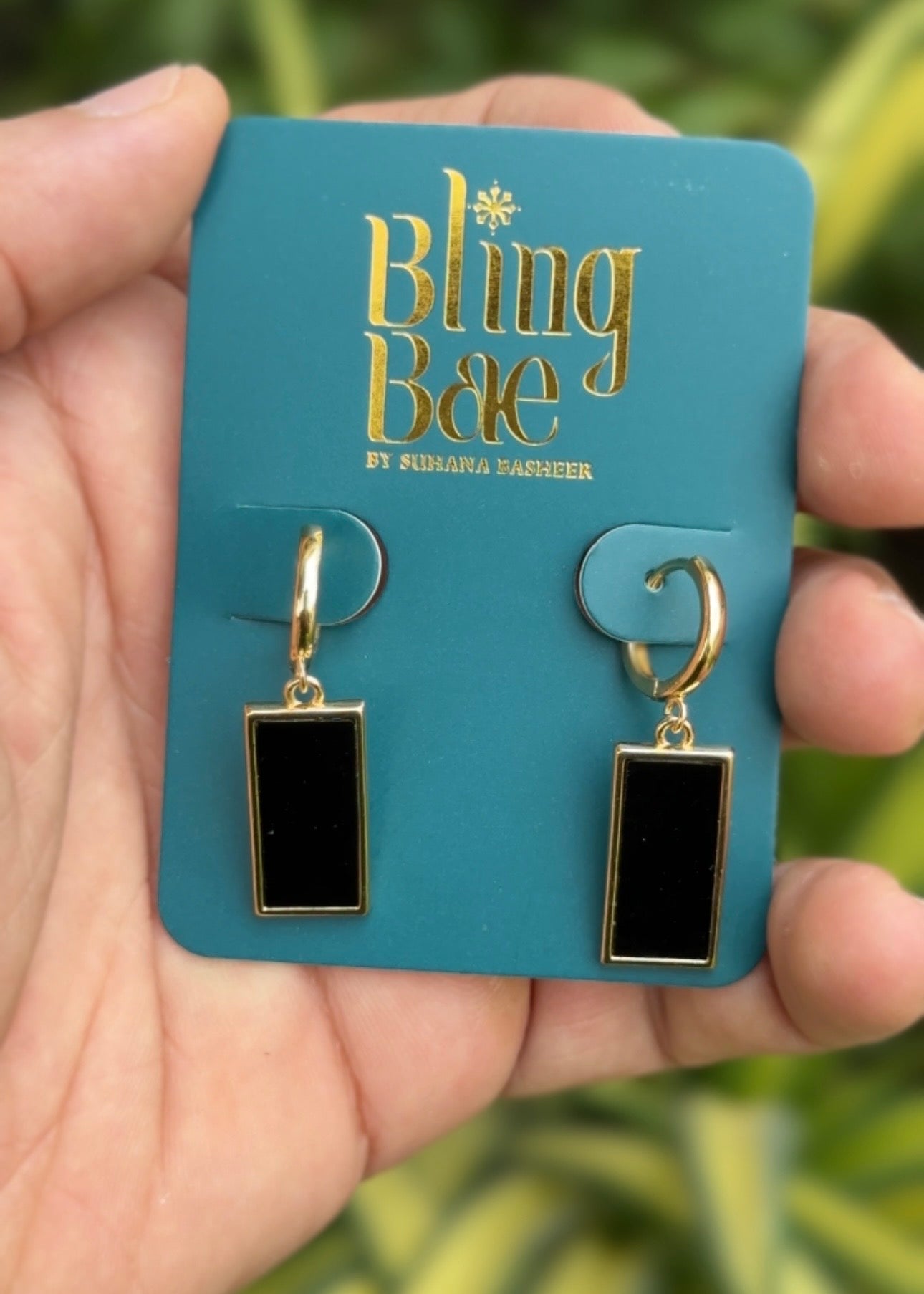 Midnight Frame Drop Hoops Earrings