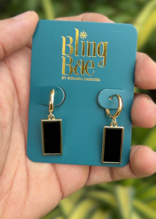 Midnight Frame Drop Hoops Earrings