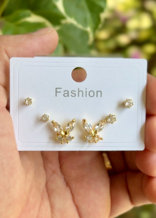Crystal Petal Mini Stud Set 🤍✨