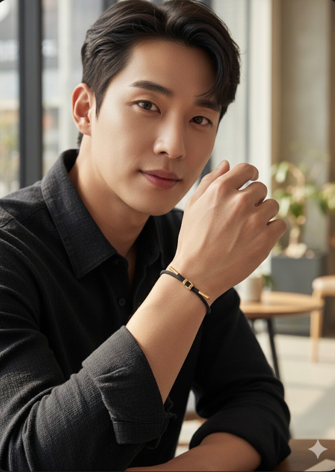 Midnight Weave Gold-Lock Men’s Wristbands
