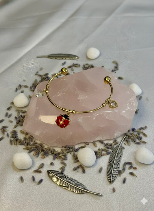 Lucky Ladybug Charm Cuff Bangle