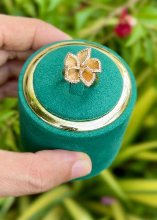 Golden Blossom Floral Rings (Adjustable)