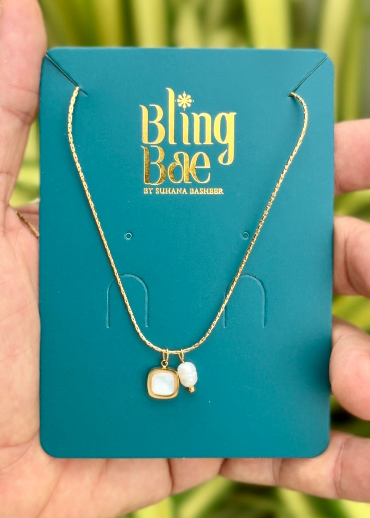 Pearl Duo Charm Necklace ✨ (316L Grade)
