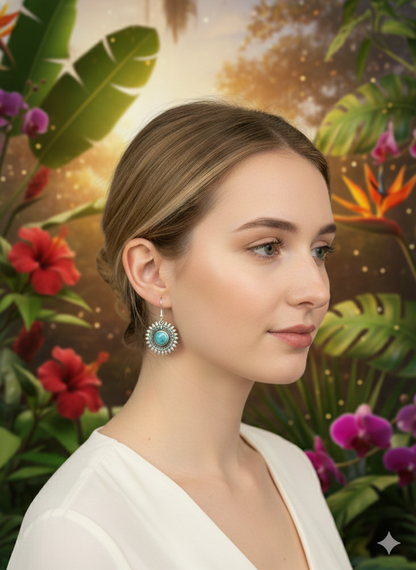 Turquoise Bloom Sun Earrings