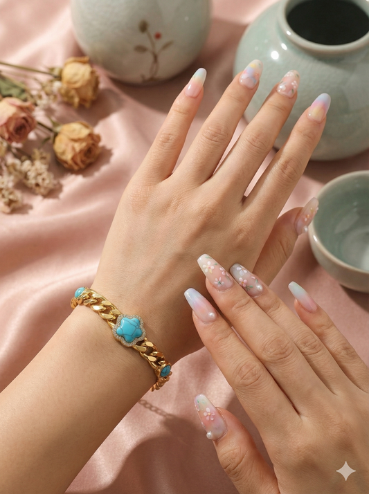 Azure Bloom Pave Bracelets