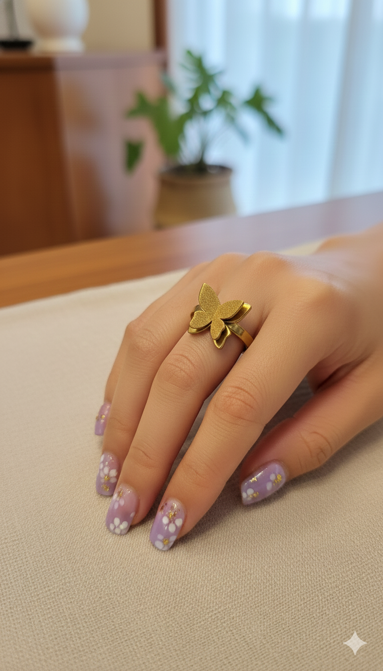 Golden Butterfly Bloom Rings