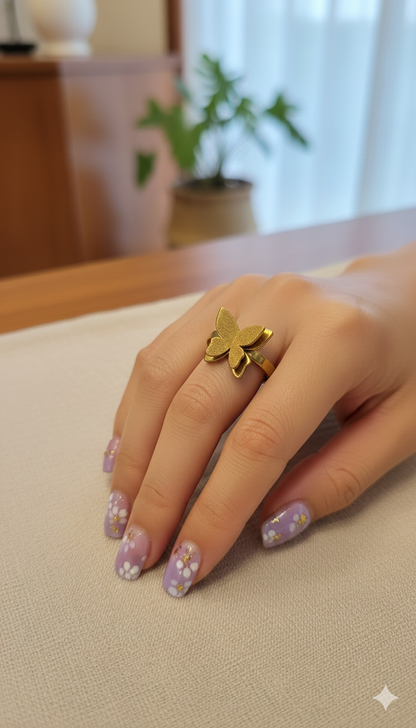 Golden Butterfly Bloom Rings