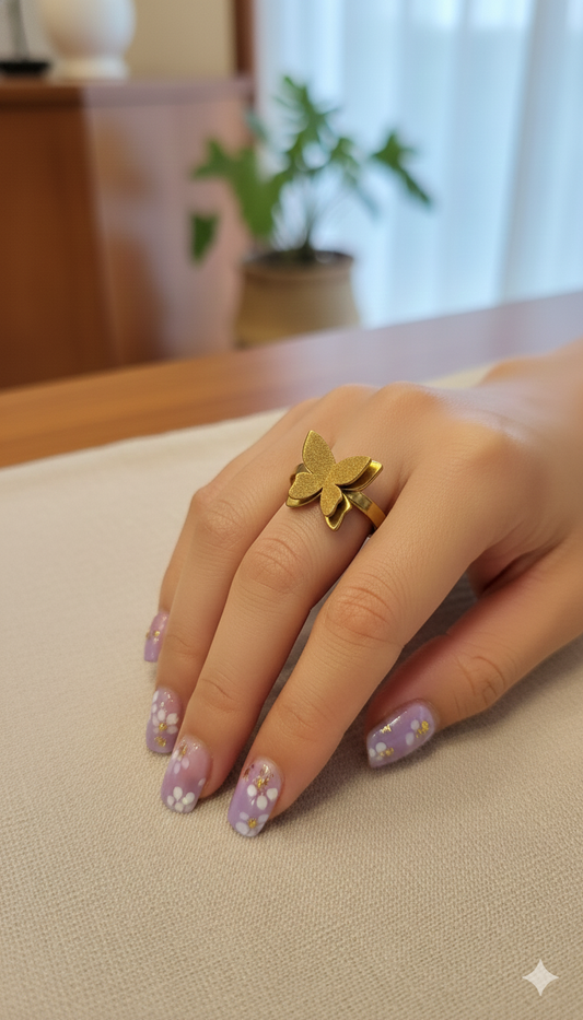 Golden Butterfly Bloom Rings