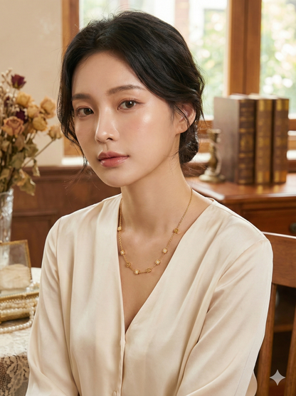 Gold Clover Station Necklace