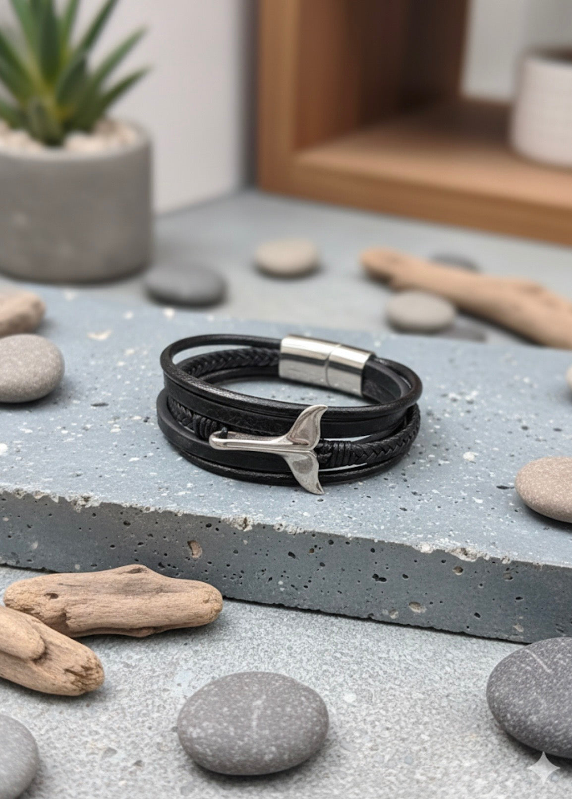 AnchorCraft Noir Leather Men’s Wristbands