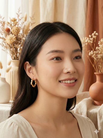 Golden Wave Hoops Earrings
