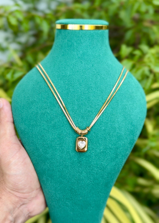 Dual Layer Heart Charm Necklace ✨ (316L Grade)