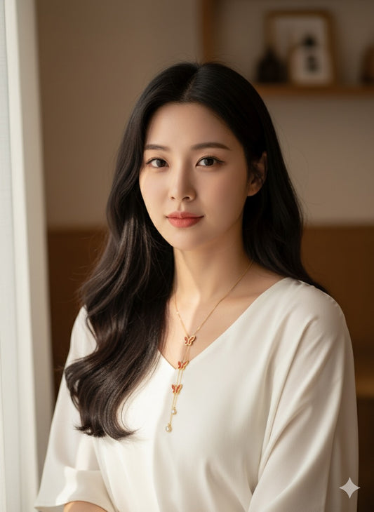 Trio Butterfly Drop Chain with Pendant