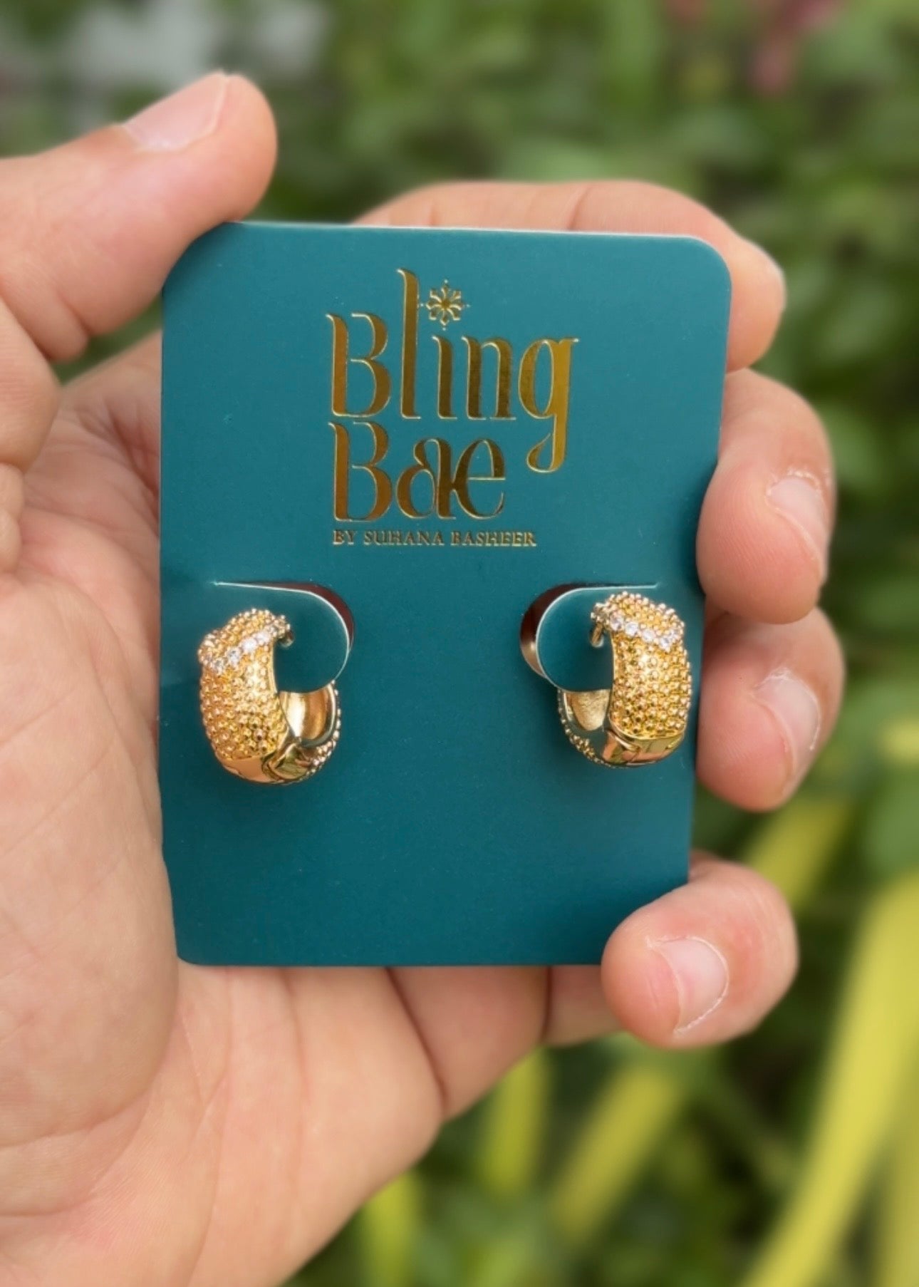 Golden Luxe Pave Huggies Earrings