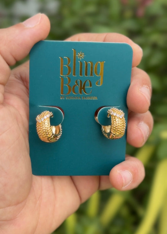 Golden Luxe Pave Huggies Earrings