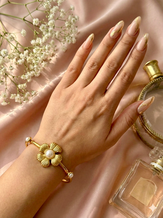 Pearl Blossom Cuff Bangle