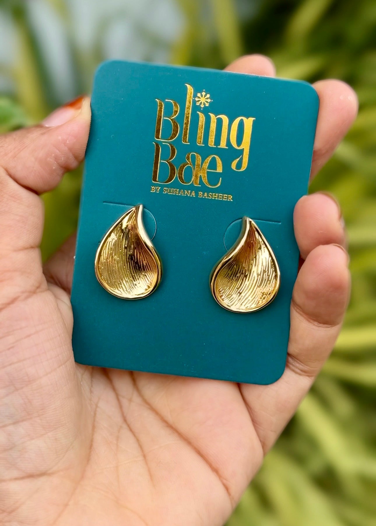 Golden Dew Drop Stud Earrings