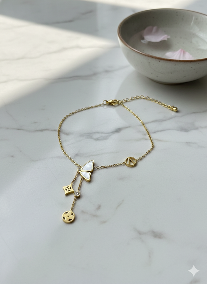 Butterfly Charm Dangle Anklet/Bracelet (Single Piece)
