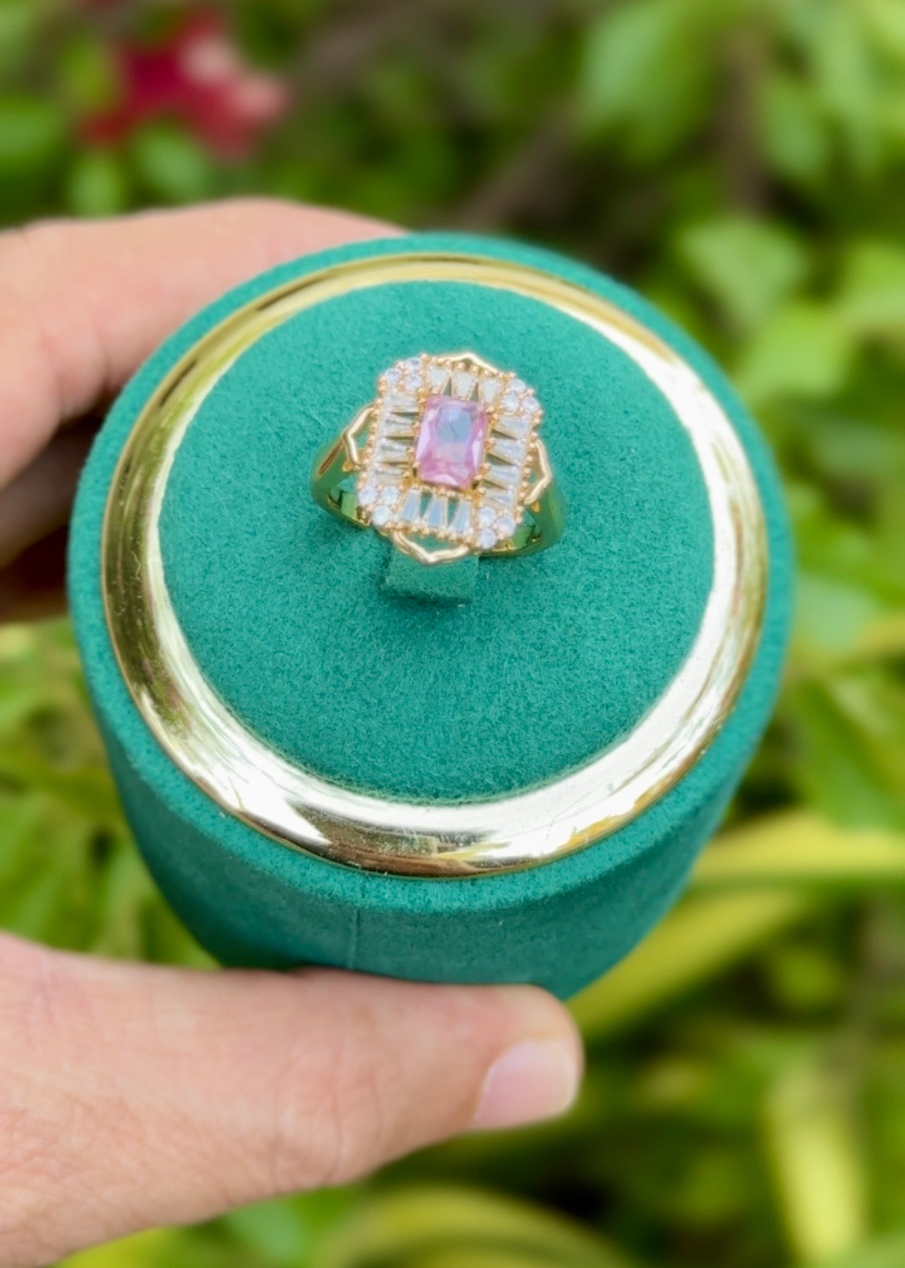 Royal Pink Halo Rings (Adjustable)