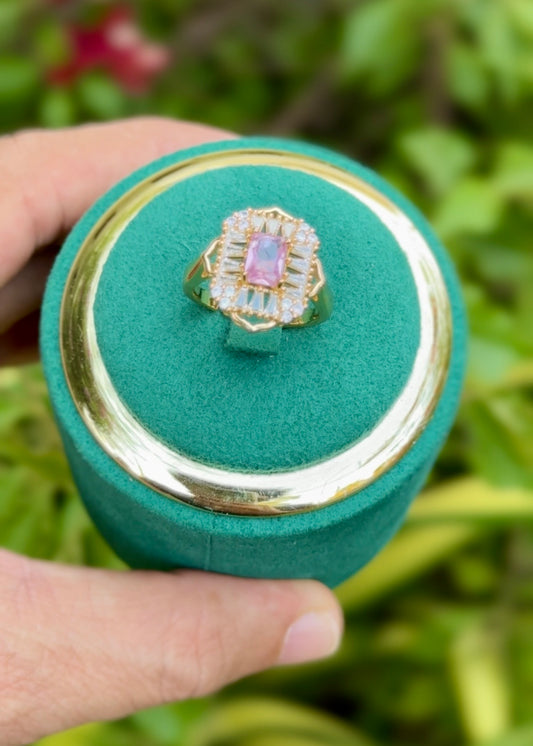 Royal Pink Halo Rings (Adjustable)
