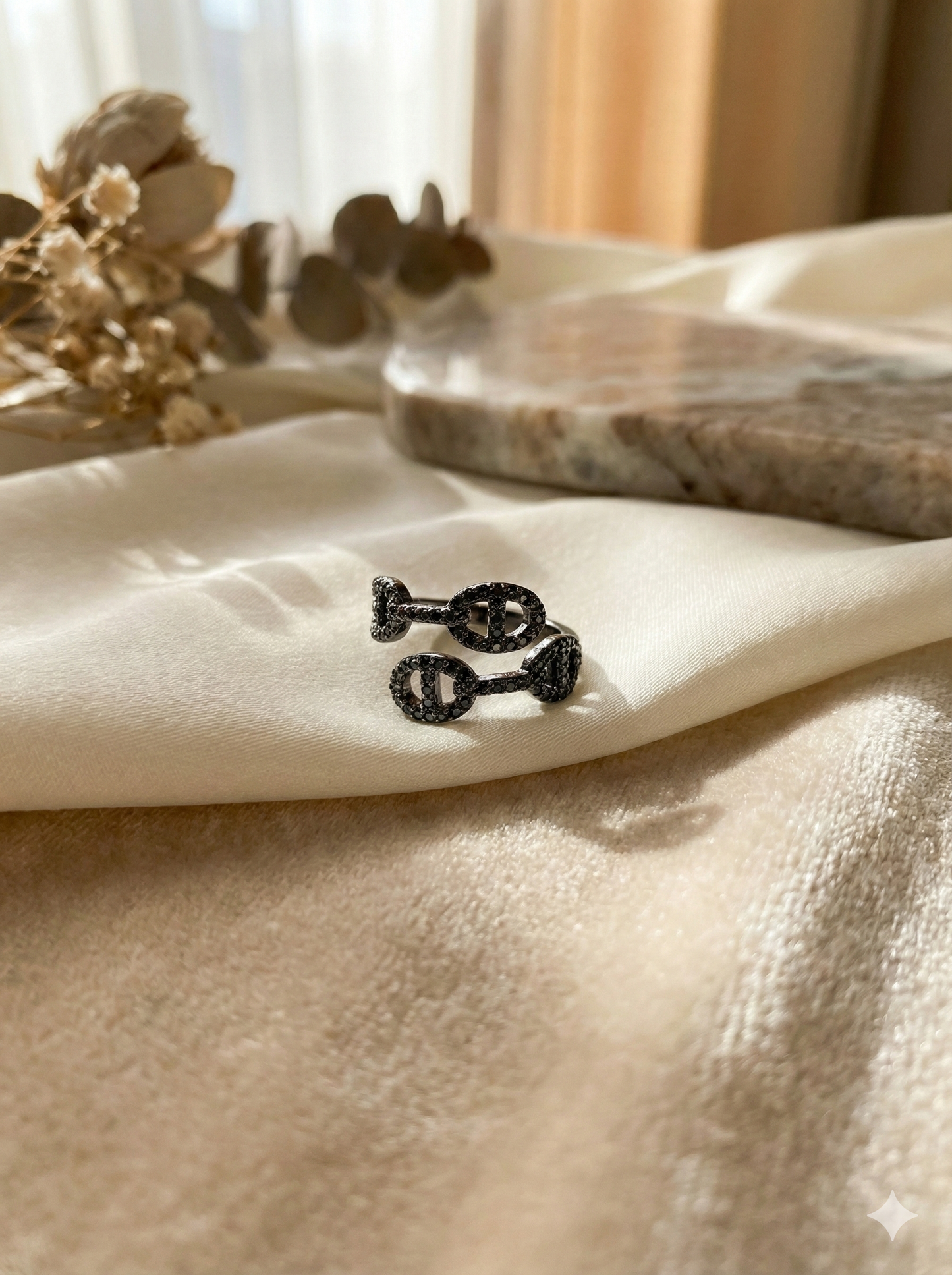 Noir Trinity Loop Rings (Adjustable)