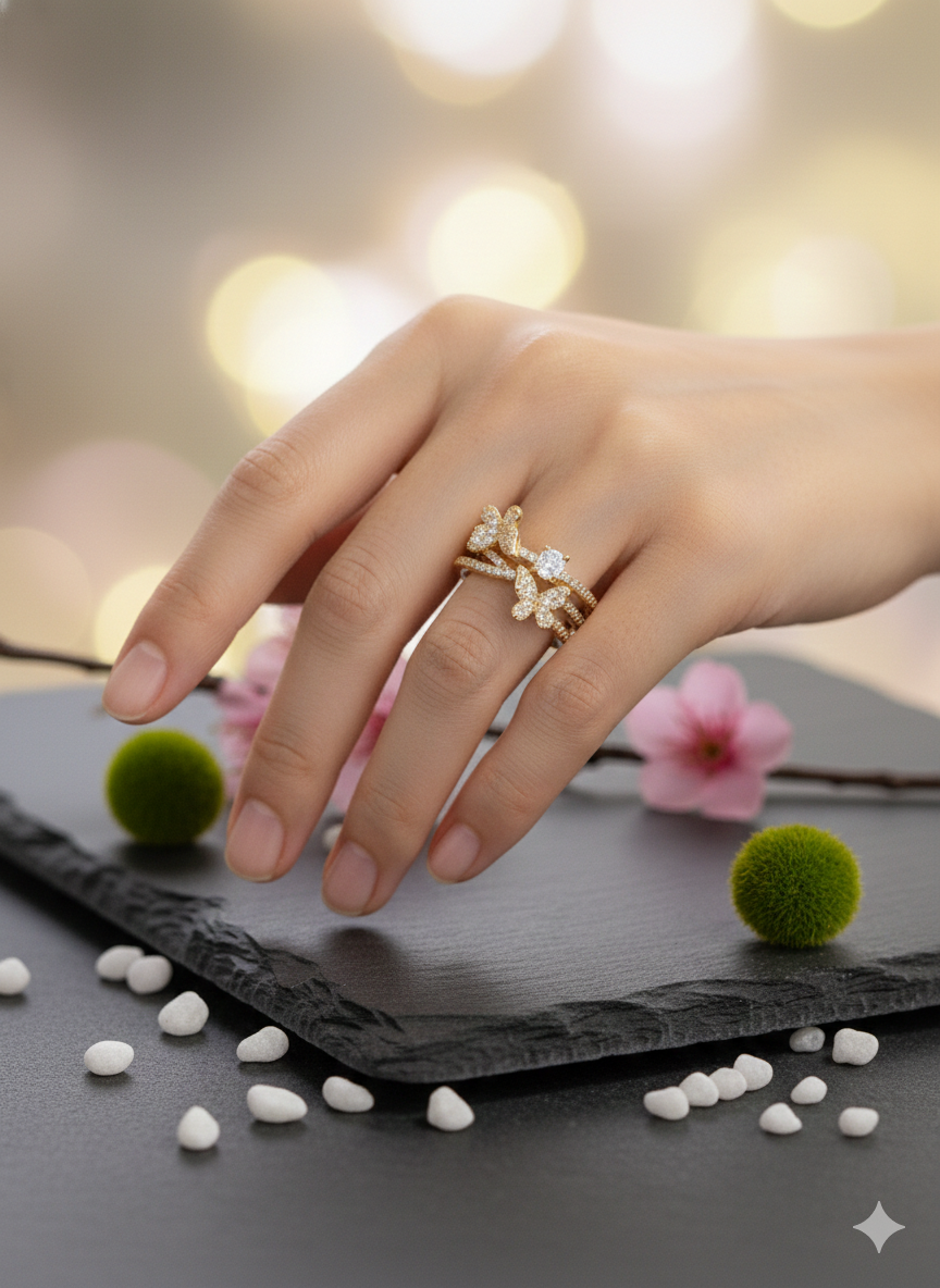 Pave Chrysalis Rings (Adjustable)