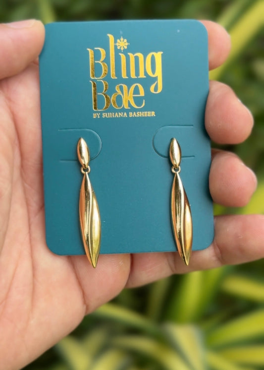 Golden Leaf Drop Earrings