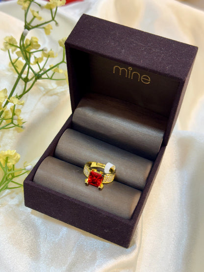Red Gemstone Cocktail Ring (Size 6)