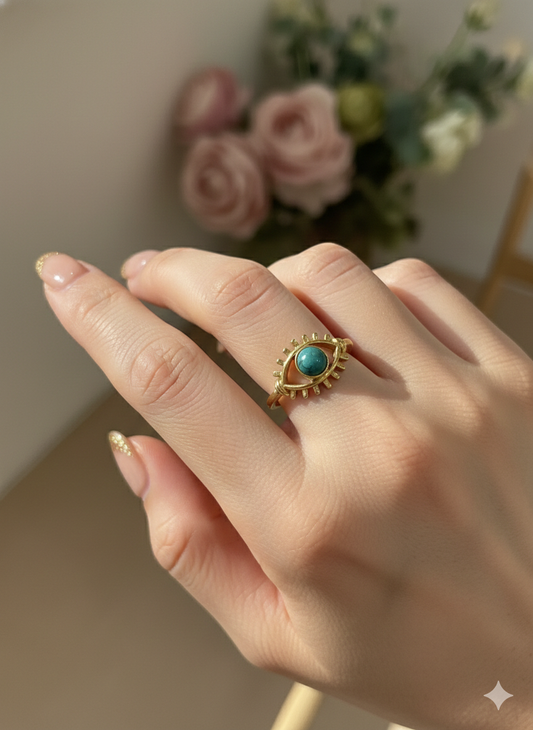 Turquoise Evil Eye Glow Rings (Adjustable)