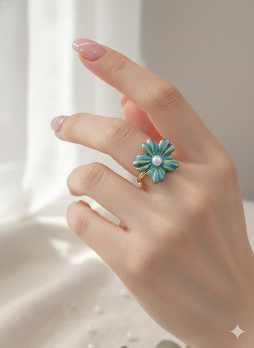 Morning Dew Blossom Rings (Adjustable)