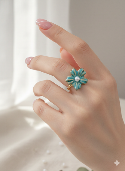 Morning Dew Blossom Rings (Adjustable)