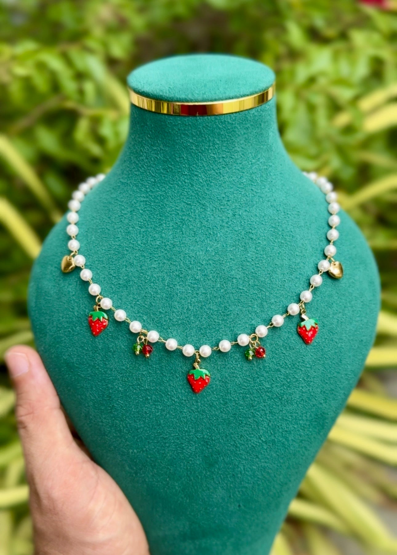 Strawberry Pearl Charm Necklace 🍓