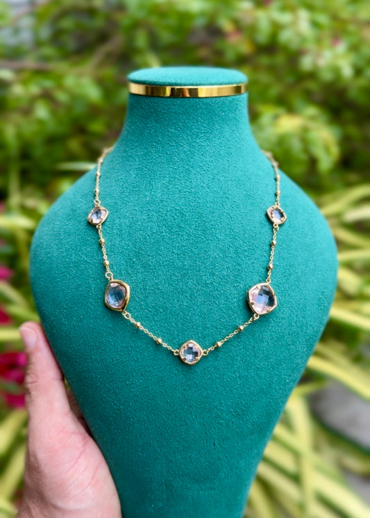 Pink Crystal Bezel Elegance Necklace ✨