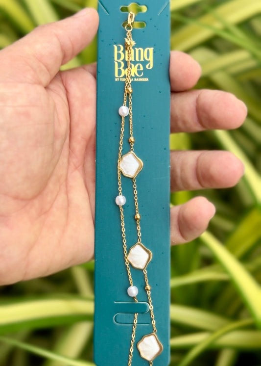 Pearl Clover Elegance Bracelet 🤍✨