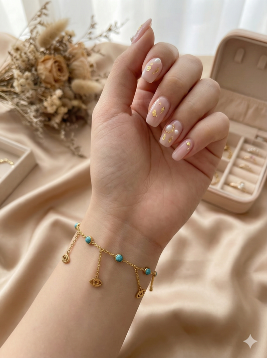 Turquoise Evil Eye Anklet/Bracelet (Single Piece)