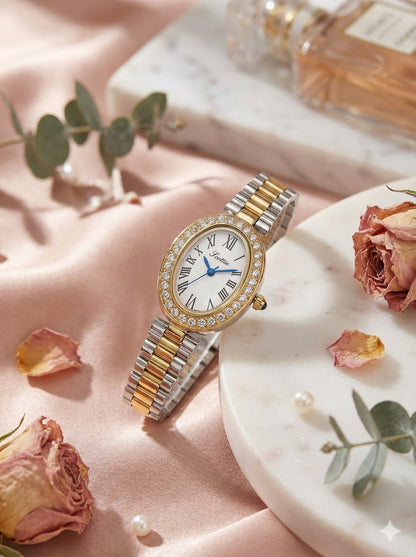 Scottie Baignoire Two-Tone Diamond Luxury Women’s Wristwatch Scottie (Stones gold and silvercolor)