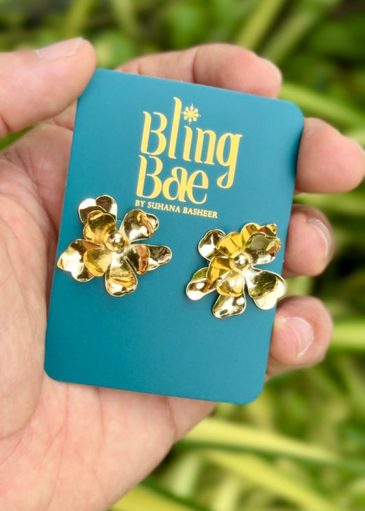 Golden Petal Bloom Stud Earrings