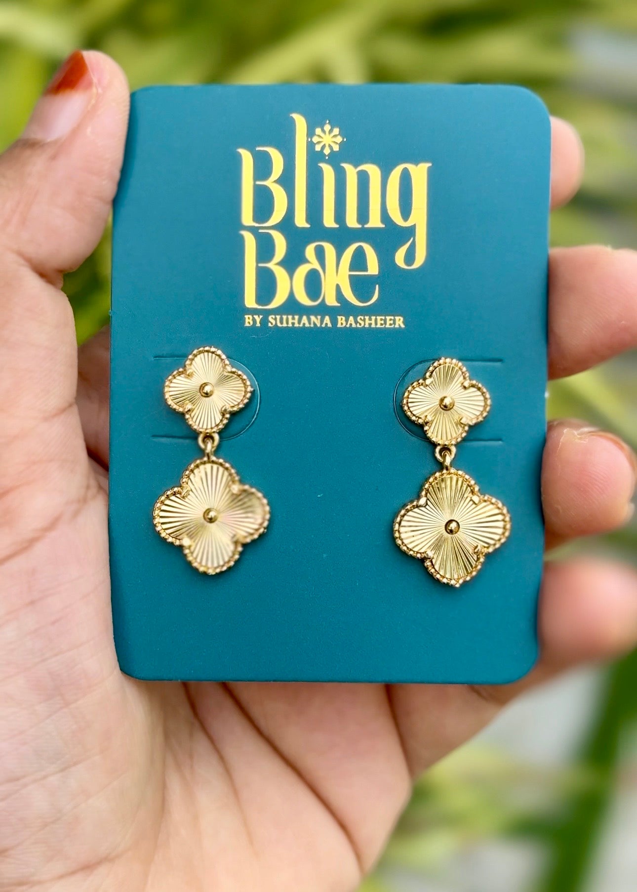Golden Clover Drop Earrings