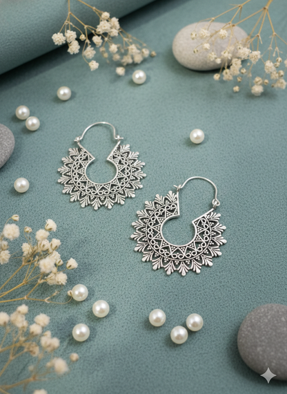 Sunflare Filigree Hoops Earrings