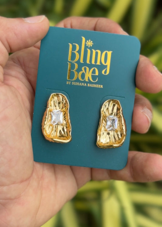 Golden Ember Crystal Studs