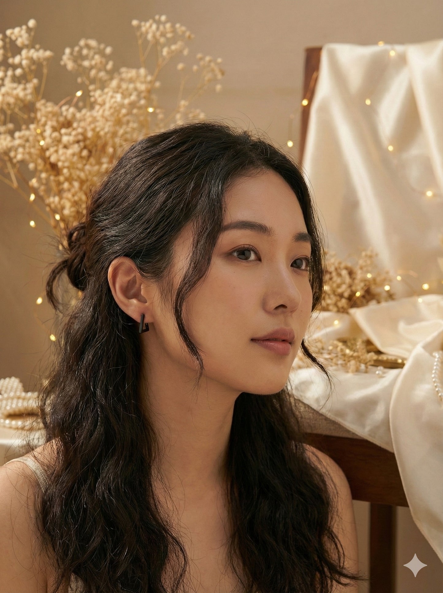 Prism V-Hoops Earrings (Black color)