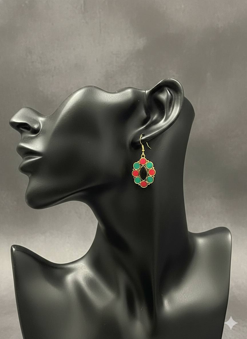 Oasis Mosaic Oval Drops Earrings