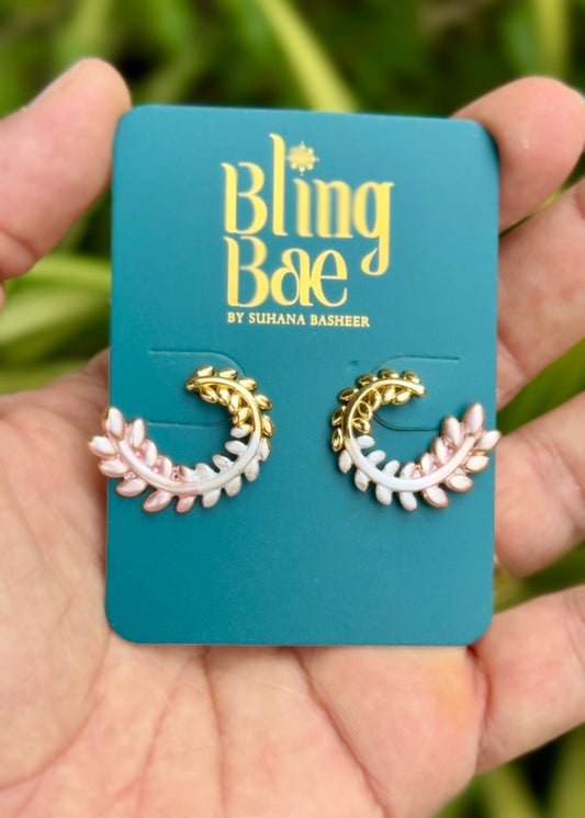 Pastel Leaf Crescent Earrings