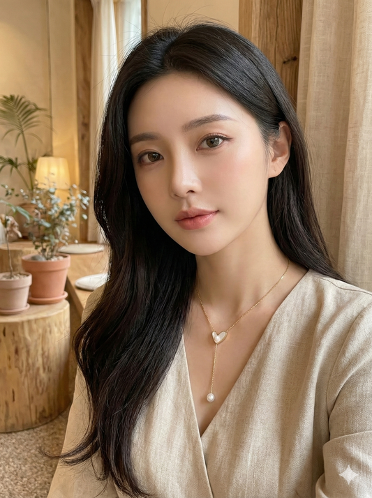 Pearl Drop Heart Necklace